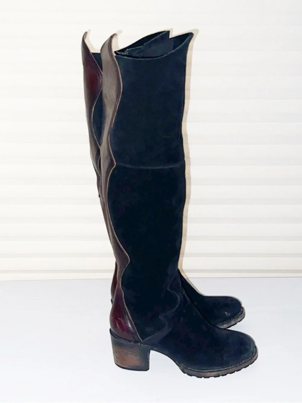 FREEBIRD Fuego Black Suede Knee-High Boots